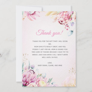 Remerciements Carte de remerciement pour Baby Shower Floral