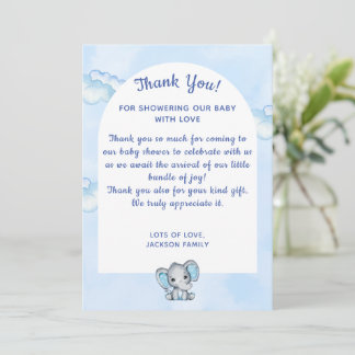 Remerciements Carte de remerciement pour Baby Shower Garçon Elép