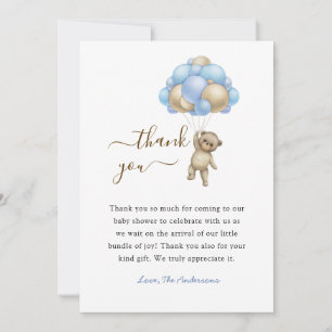 Remerciements Carte de remerciement pour Baby Shower garçon Ours
