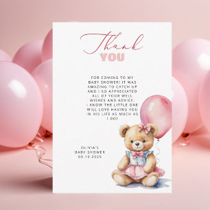 Remerciements Carte de remerciement pour Baby Shower Ours Ballon