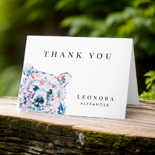 Remerciements Carte de remerciement pour baby shower Ourson aqua