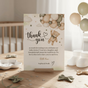 Remerciements Carte de remerciement pour Baby Shower Ourson en B