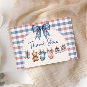 Remerciements Carte de remerciement pour Baby Shower Red White &