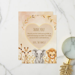 Remerciements Carte de remerciement pour Baby Shower Safari aqua