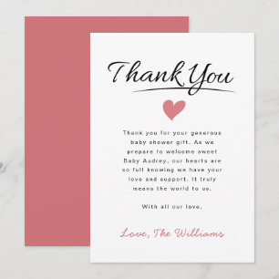Remerciements Carte de remerciement pour baby shower Simple Mode