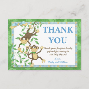 Remerciements Carte de remerciement pour Baby Shower singe