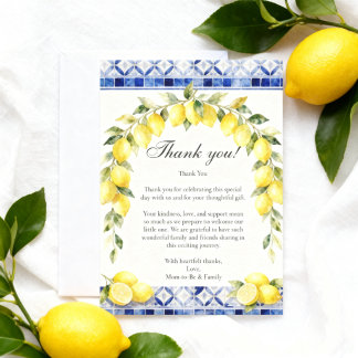 Remerciements Carte de remerciement pour baby shower sur le thèm