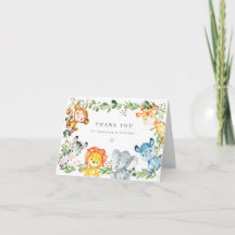 Carte de remerciement pour Baby Shower sur les Ani