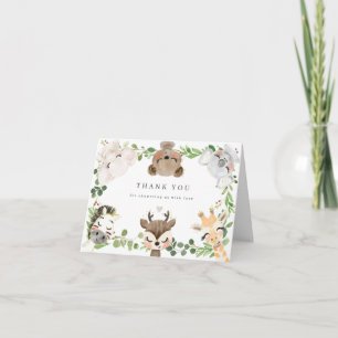 Remerciements Carte de remerciement pour Baby Shower sur les Ani