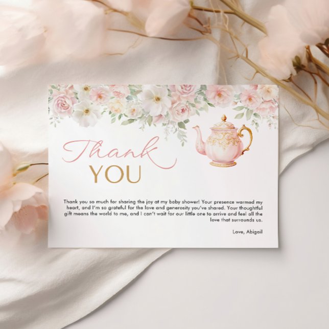 Remerciements Carte de remerciement pour Baby Shower Tea Party (Tea Party Baby Shower Thank You Card)