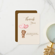 Carte de remerciement pour Baby Shower Teddy Bear