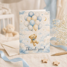 Carte de remerciement pour baby shower Teddy Bear
