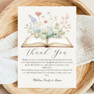 Remerciements Carte de remerciement pour Baby Shower thème livre
