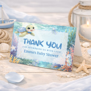 Remerciements Carte de remerciement pour Baby Shower Tortue sous