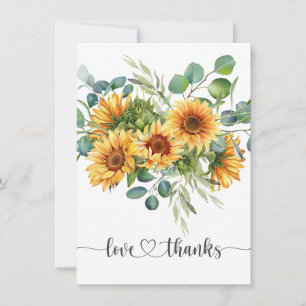 Remerciements Carte de Remerciement pour Baby Shower Tournesols