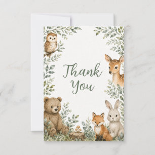 Remerciements Carte de remerciement pour baby shower Woodland