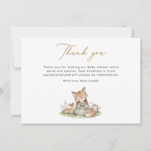 Remerciements Carte de remerciement pour Baby Shower Woodland Fo