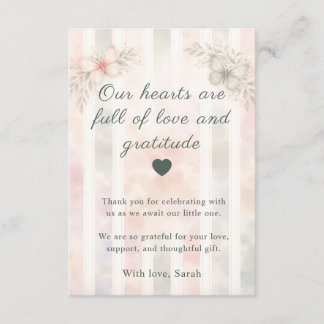 Remerciements Carte de remerciement pour bébé papillon rose et s