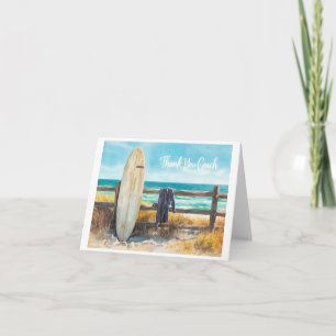 Remerciements Carte de remerciement pour coach de surf Planche