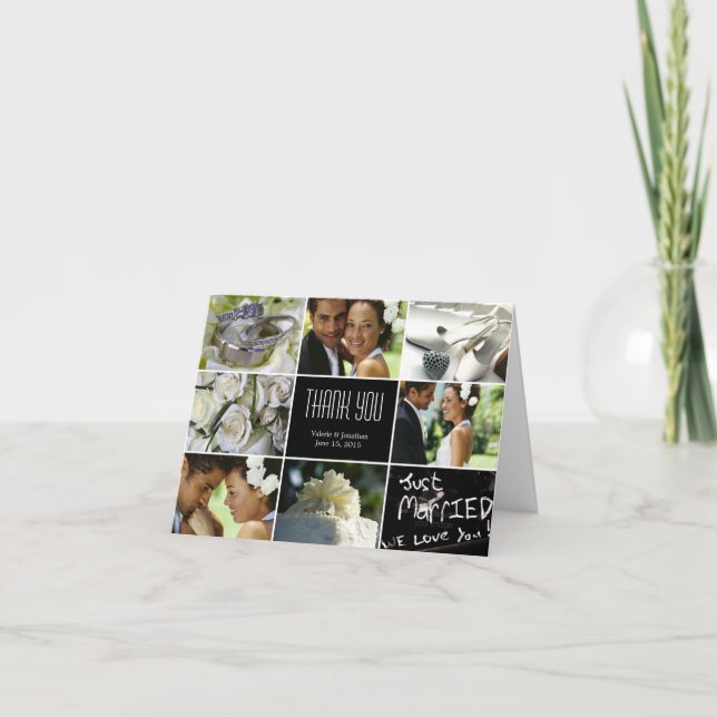 Remerciements Carte de remerciement pour collage de mariage - No (Devant)