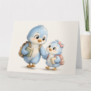 Remerciements Carte de remerciement pour de mignons petits oisea