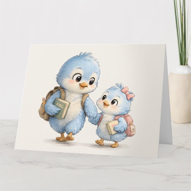 Remerciements Carte de remerciement pour de mignons petits oisea (Devant)