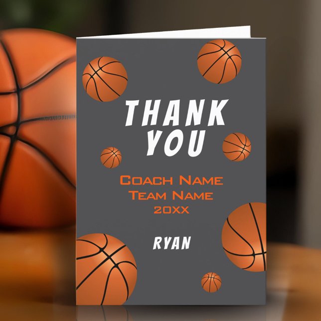 Remerciements Carte de remerciement pour entraîneur de basket-ba (Créateur téléchargé)