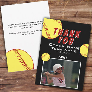 Remerciements Carte de remerciement pour entraîneur de softball