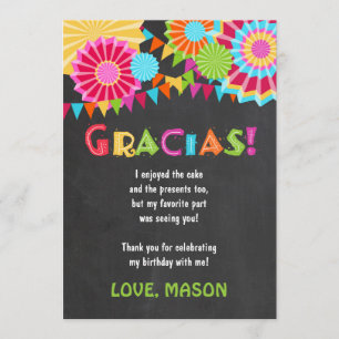 Remerciements Carte de remerciement pour fête d'anniversaire mex