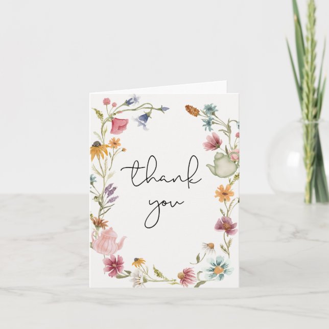 Remerciements Carte de remerciement pour fête du thé de fleurs s (Devant)