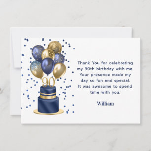 Remerciements Carte de remerciement pour gâteau avec ballons ble