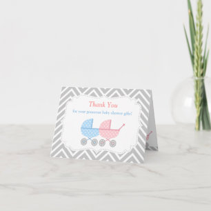 Remerciements Carte de remerciement pour la baby shower de jumea