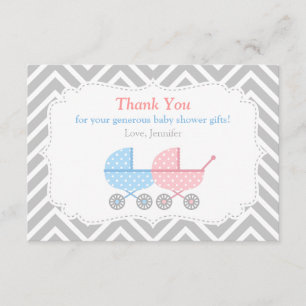 Remerciements Carte de remerciement pour la baby shower de jumea