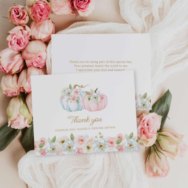 Remerciements Carte de remerciement pour la révélation du sexe d (Fall Gender Reveal Baby Shower Thank you Card)