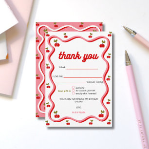 Remerciements Carte de remerciement pour le 1er anniversaire rét