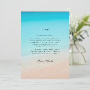 Remerciements Carte de remerciement pour le mariage sur la plage