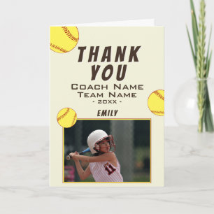 Remerciements Carte de remerciement pour l'entraîneur de softbal