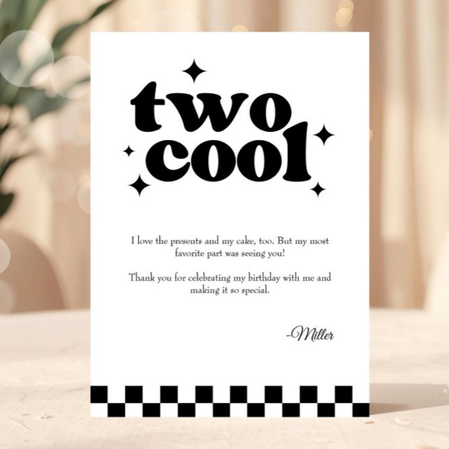 Remerciements Carte de remerciement pour les 2 ans d'anniversair (two cool thank you card, two cool birthday thank you, 2nd birthday thank you card, retro birthday th)