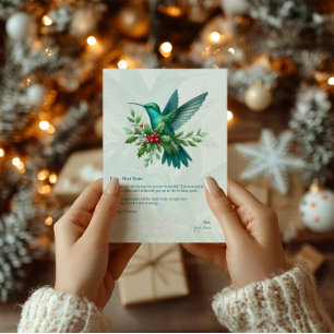 Remerciements Carte de remerciement pour les colibris de Noël au
