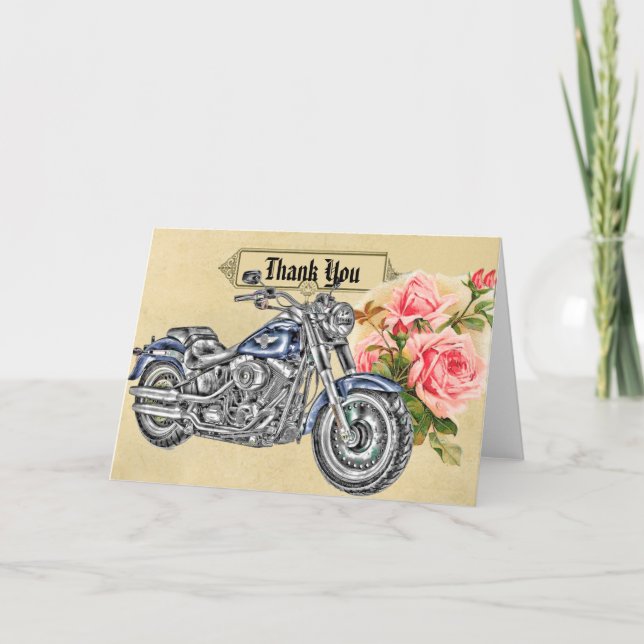 Remerciements Carte de remerciement pour mariage de motard (Devant)