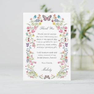 Remerciements Carte de remerciement pour mariage papillon fleur