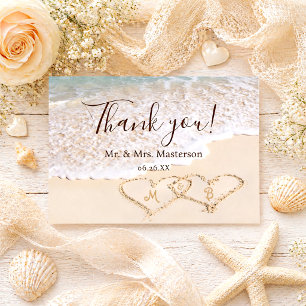 Remerciements Carte de Remerciement pour Mariage sur la Plage au