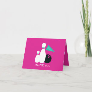 Remerciements Carte de remerciement pour soirée de bowling rose 
