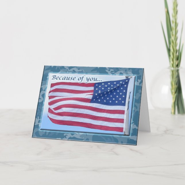 Remerciements Carte de remerciement pour soldat du drapeau améri (Devant)