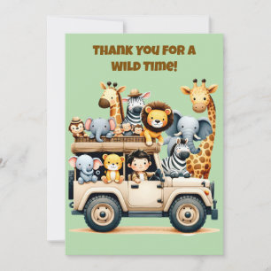 Remerciements Carte de remerciement pour un anniversaire Safari