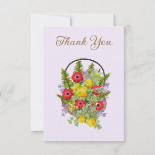 Remerciements Carte de remerciement pour un panier de fleurs vin