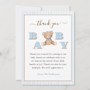 Remerciements Carte de remerciement pour une Baby Shower pour ga
