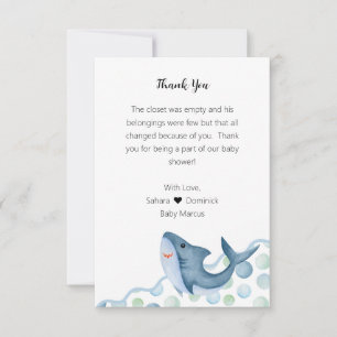 Remerciements Carte de remerciement pour une Baby Shower sur le 