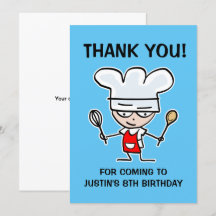 Carte de remerciement pour une fête d'anniversaire