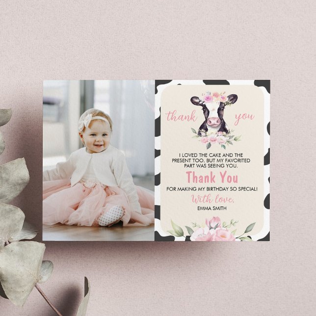 Remerciements Carte de remerciement pour une photo d'anniversair (Créateur téléchargé)